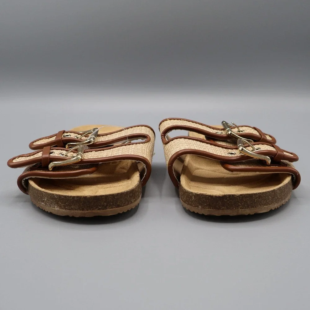 Crewcuts‎ Sandals Girls K13 Tan Beige Colbie Wide Strap Slides Buckle Detail NWT